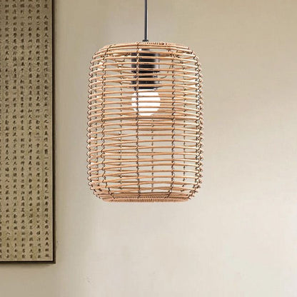 Vintage Rattan Woven Pendant Lampshade Boho Ceiling Light