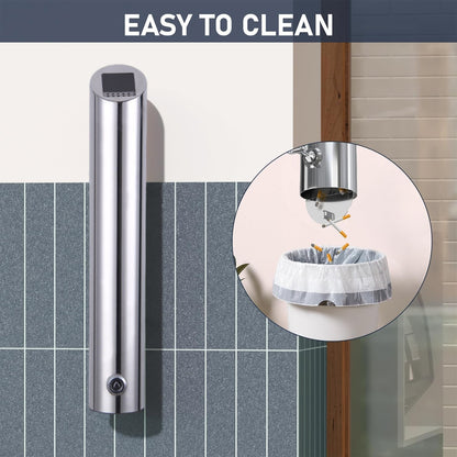 Wall Mounted Ashtray Stainless Steel 1.8L Floor Standing Vertical Trash Bin AU