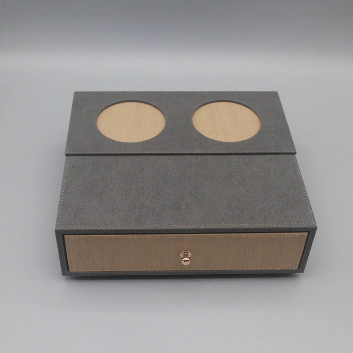 Hotel Toiletries Dispenser Box Leather Wood Storage