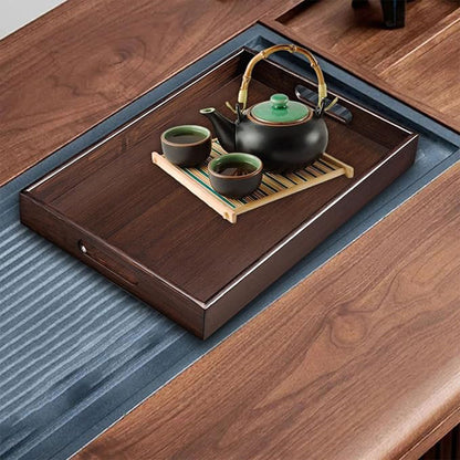 Bamboo Tea Tray Rectangular Walnut Colour Fruit Bread Serving Plate