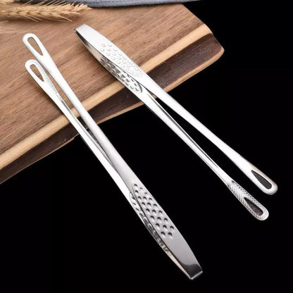 24/28cm Stainless Steel Straight Grill Tongs for Kitchen BBQ Buffet