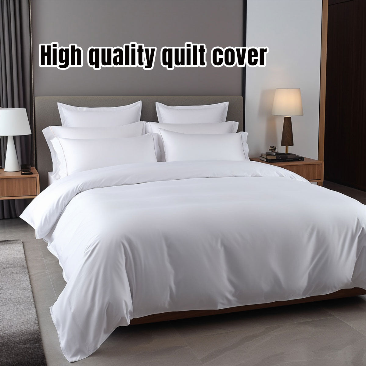 Hotel Quality White Duvet Cover Soft Fabric Bedding Set