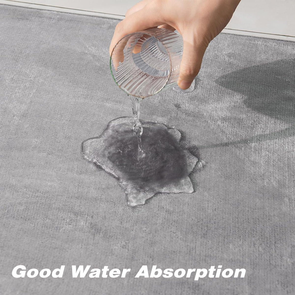 Memory Foam Water Absorbent Floor Mat Silver Grey Non-Slip