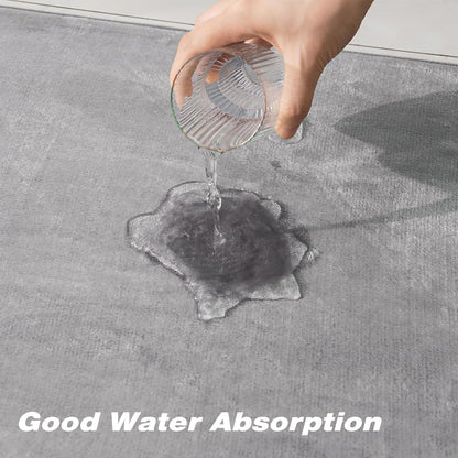 Memory Foam Water Absorbent Floor Mat Silver Grey Non-Slip