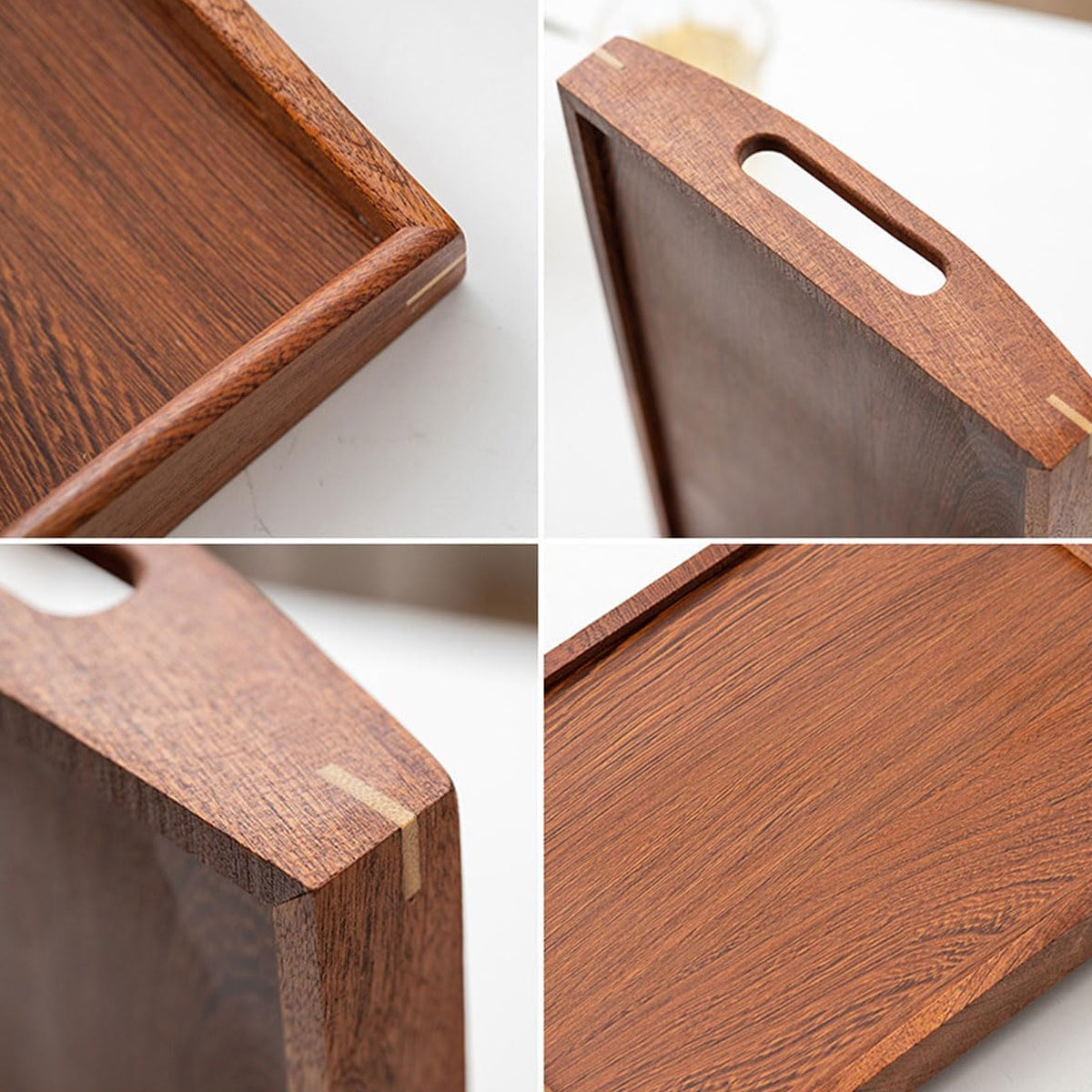 Chinese Style Wooden Rectangular Tea Tray with Handles