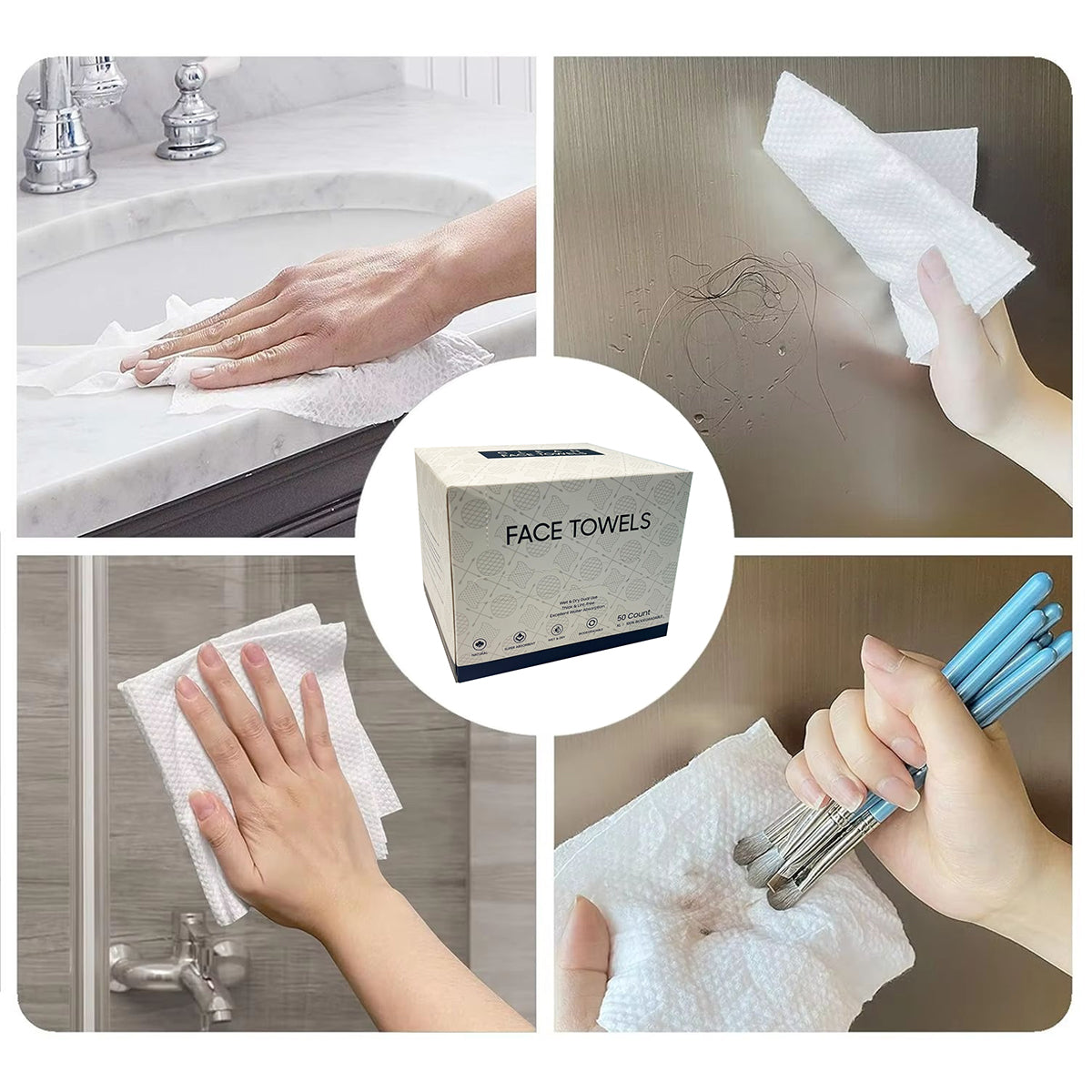 Disposable Cotton Face Towels for Wet or Dry Use – Product View 4