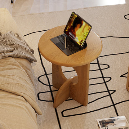 Wooden Round Side Table Sofa Corner Table Simple Family Living Room End Table