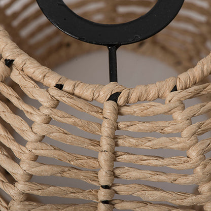 Handwoven Paper Rope Pendant Lampshade Pastoral Style 23cm