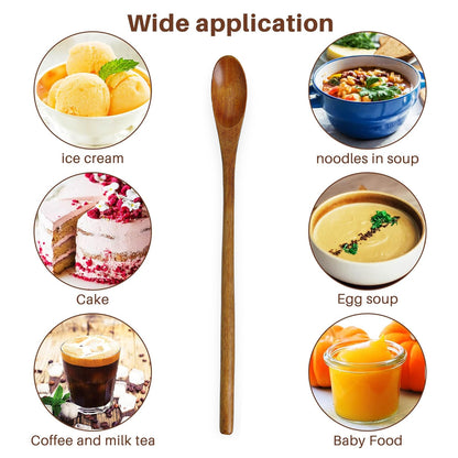 4PCS Japanese Wooden Long Handle Stirring Spoons for Coffee and Tea