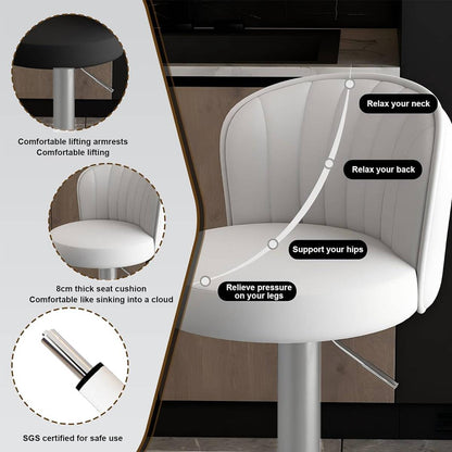 Bar Stool Adjustable Height Modern PU Leather Seat Metal Frame for Kitchen Bar
