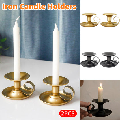 2pcs European Iron Candle Holders for Candlelight Dinner Decorative Lighting