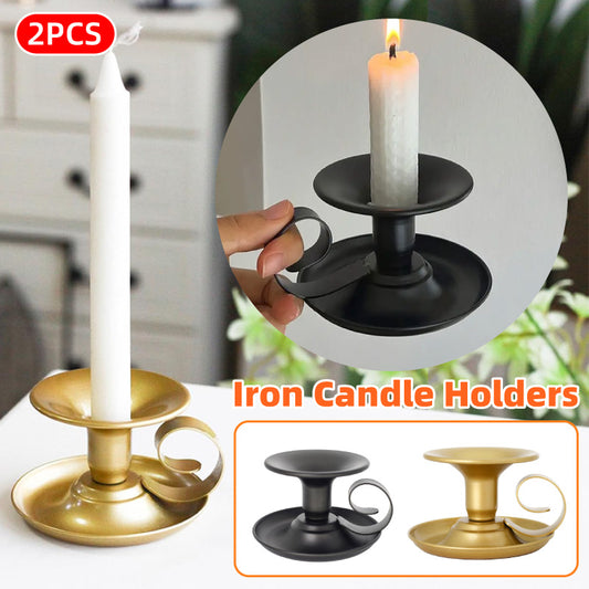 2pcs European Iron Candle Holders for Candlelight Dinner Decorative Lighting