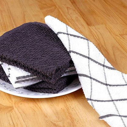12PCS Cotton Dish Towel Set Black White Checkered Kitchen Cloths