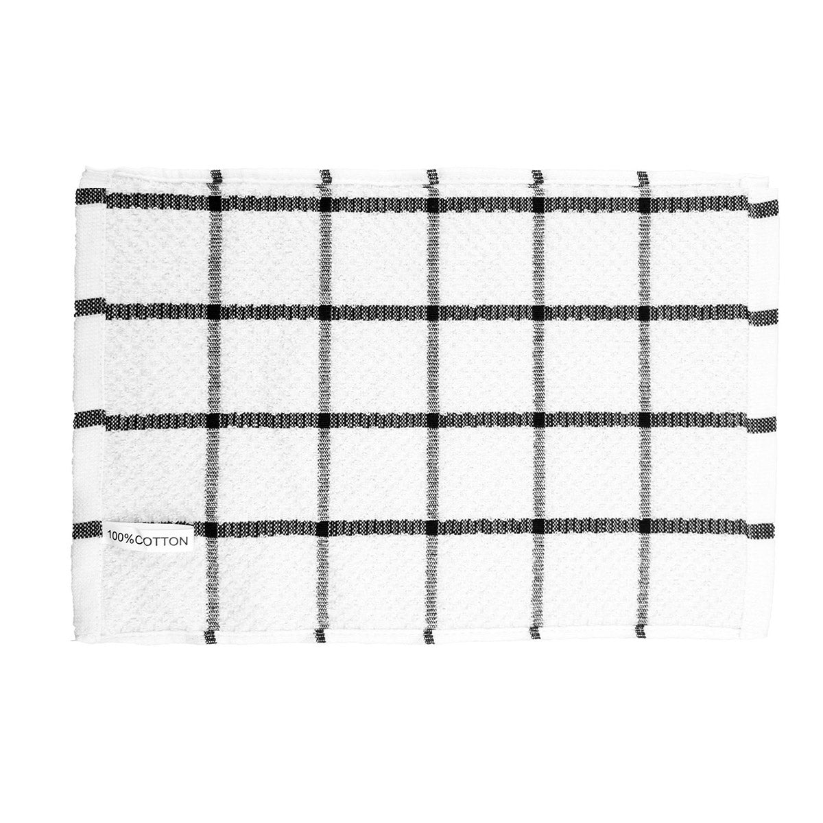 12PCS Cotton Dish Towel Set Black White Checkered Kitchen Cloths