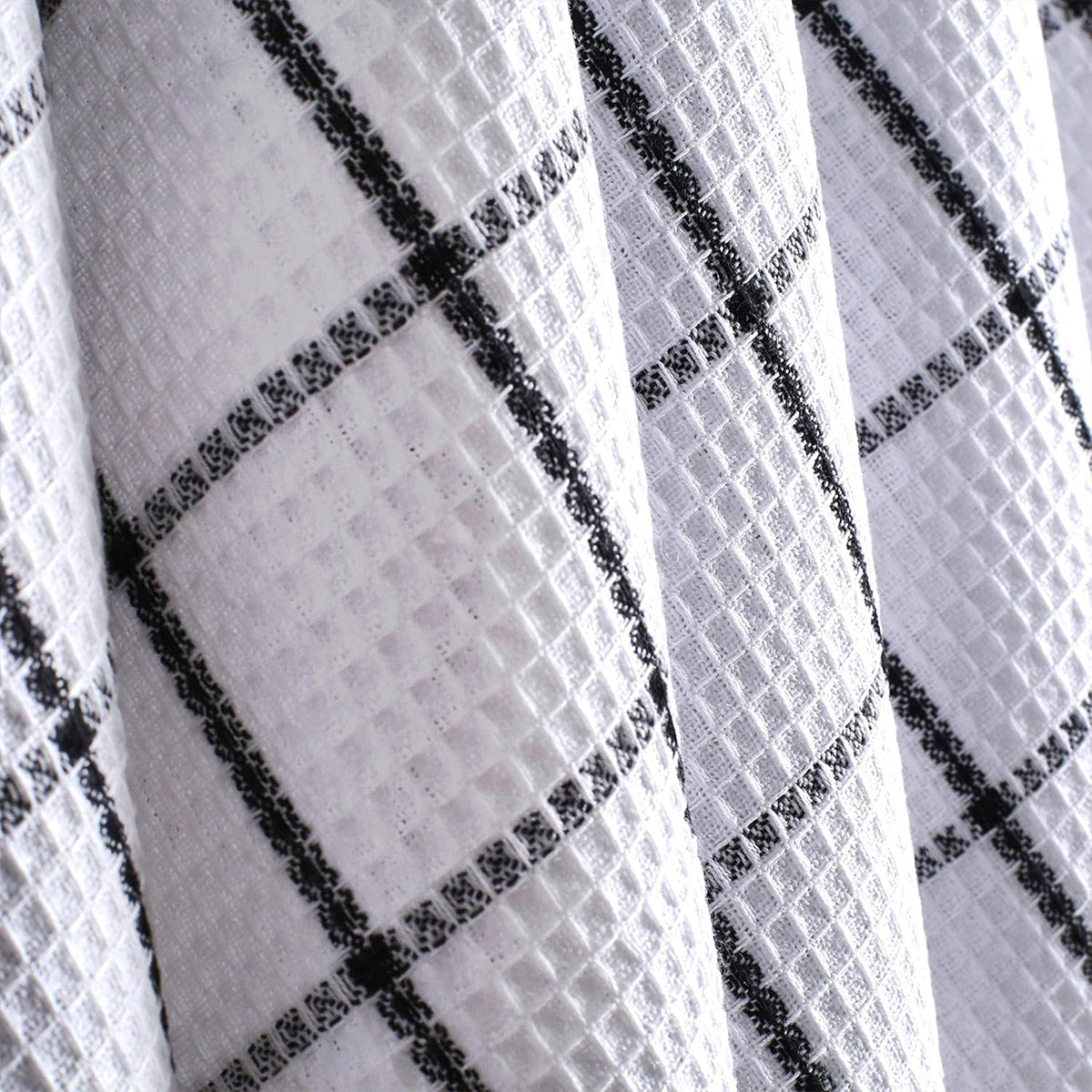 12PCS Cotton Dish Towel Set Black White Checkered Kitchen Cloths