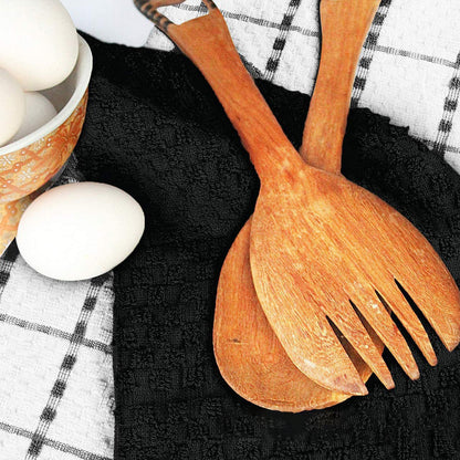 12PCS Cotton Dish Towel Set Black White Checkered Kitchen Cloths