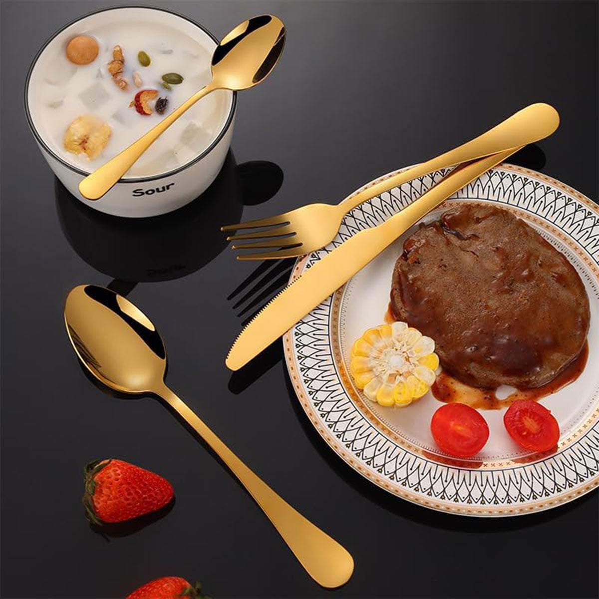 2 Sets Stainless Steel Cutlery 10 Piece Dining Utensils