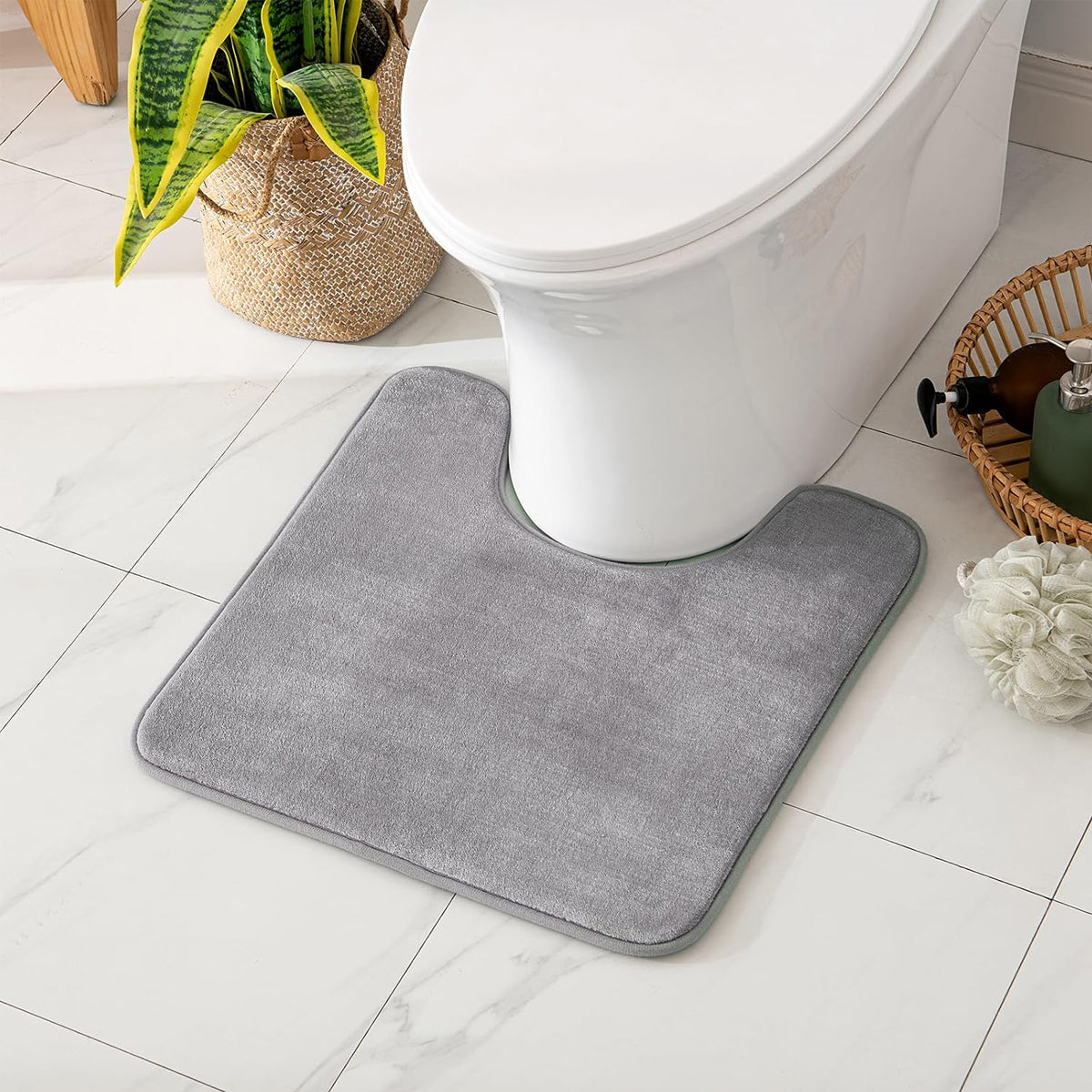 Memory Foam Water Absorbent Floor Mat Silver Grey Non-Slip