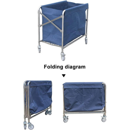 Folding Linen Trolley with Silent Wheels, Dry Wet Sorting