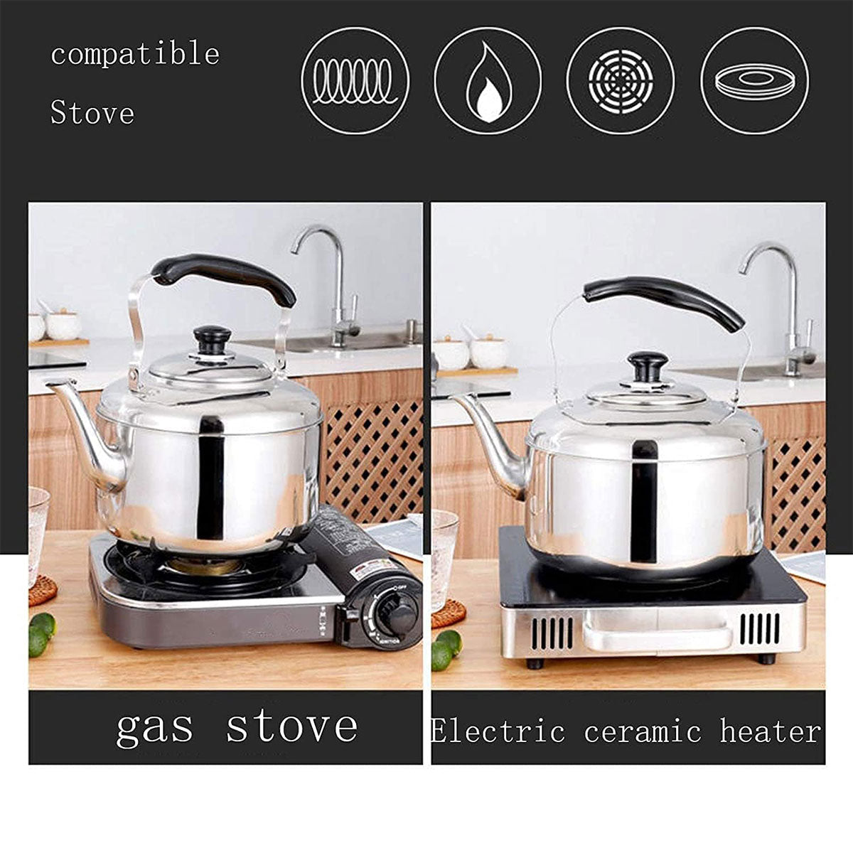 Large Capacity Stainless Steel Kettle for Home Restaurant Induction Cooker Safe
