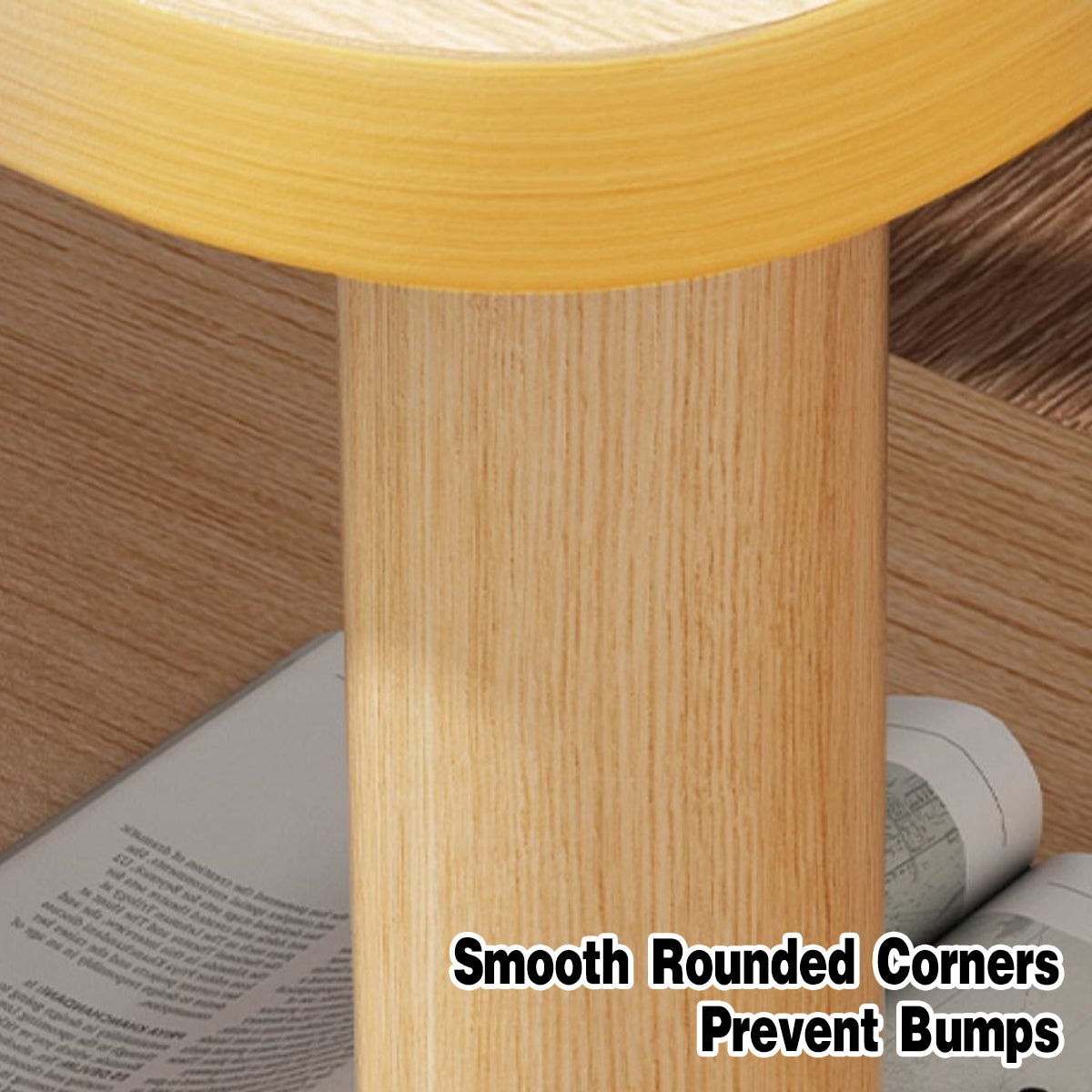 Two-Tier Mini Side Table Wood Grain Compact Storage
