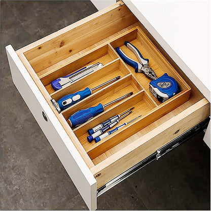 Bamboo Cutlery Organiser Kitchen Drawer Storage Tray for Utensils and Cutlery
