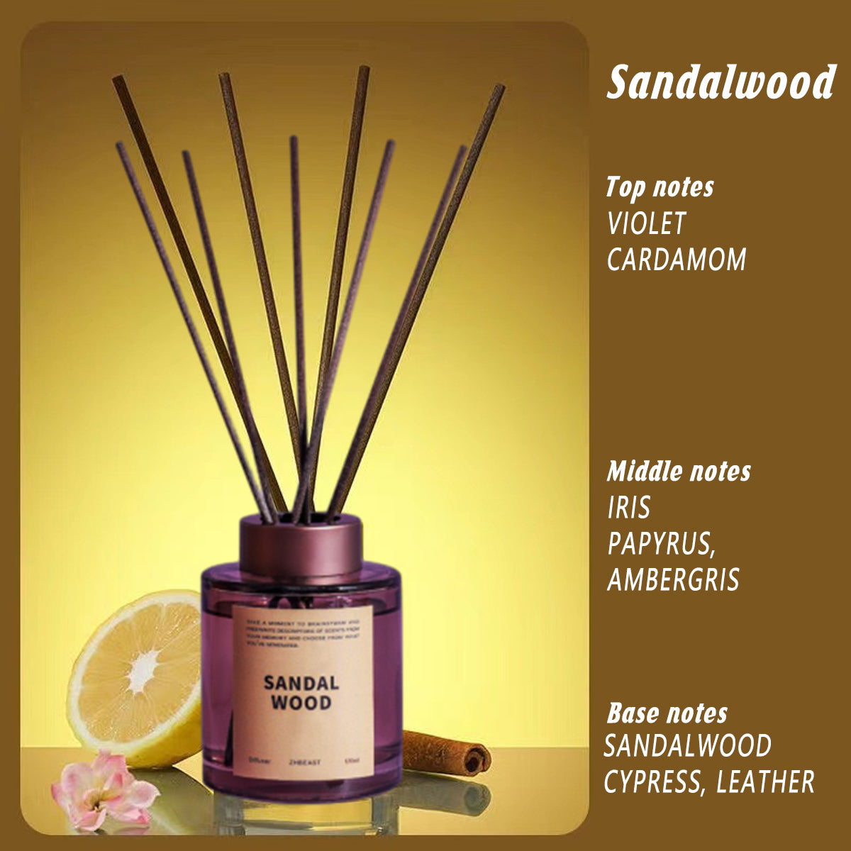 5 Pcs 120ml Scented Reed Diffuser Set Flame-Free Rattan