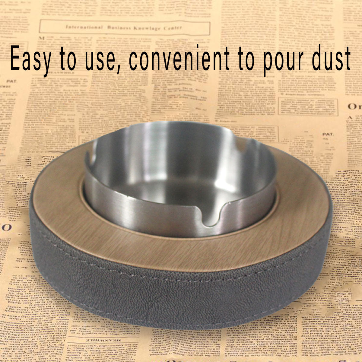 Leather Tissue Box Holder with Stainless Steel Ashtray