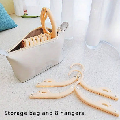 8 Pcs Portable Foldable Clothes Hangers with Storage Bag