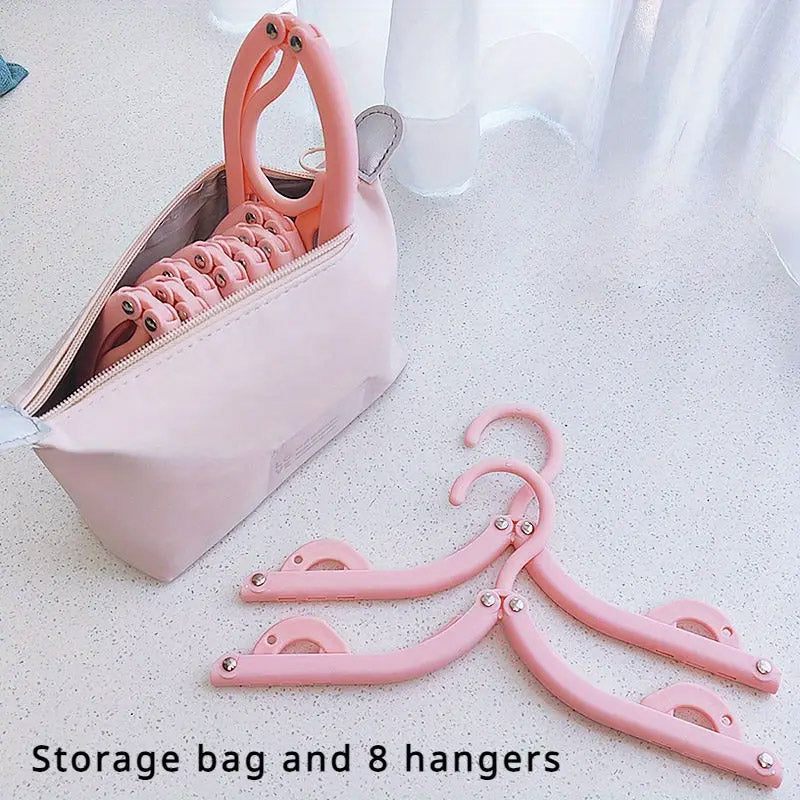 8 Pcs Portable Foldable Clothes Hangers with Storage Bag