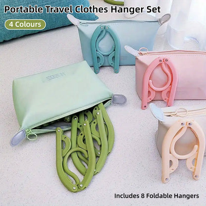 8 Pcs Portable Foldable Clothes Hangers with Storage Bag
