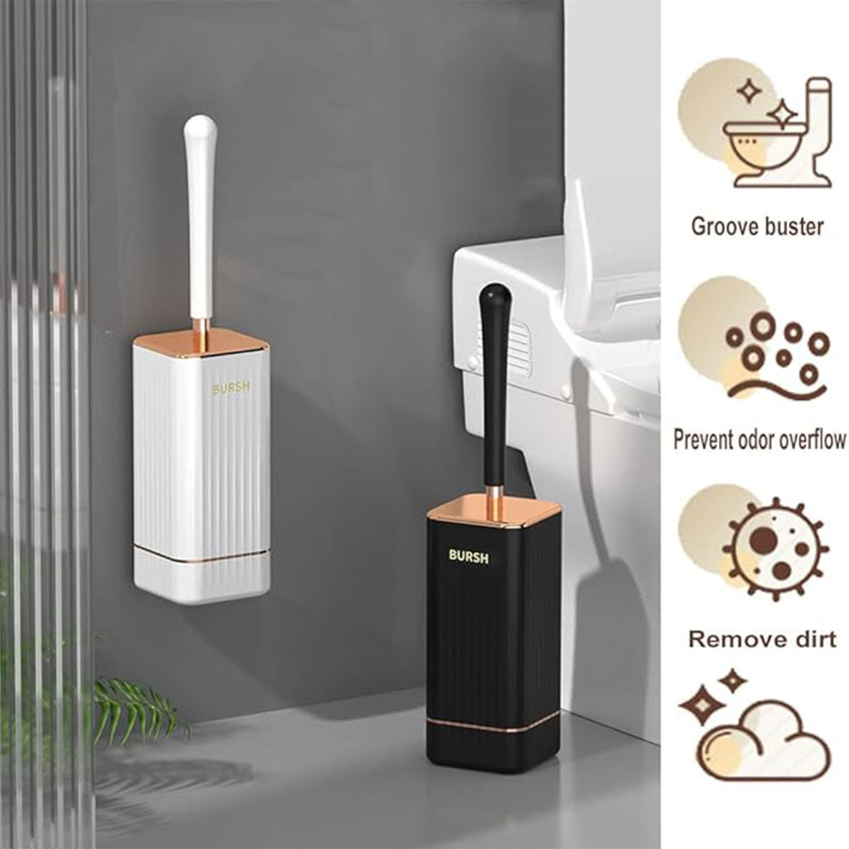Silicone TPR Toilet Brush Cleaning Bathroom Holder Toilet Cleaner Wall-mounted