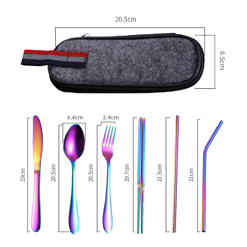 Portable Stainless Steel Travel Camping Cutlery Set of 8 Pieces