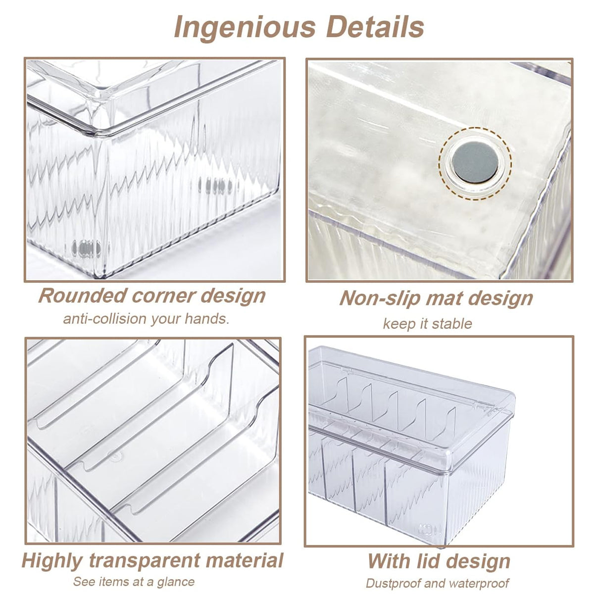 Transparent Dustproof Cosmetic Storage Box with Lid Makeup Organizer Case AU