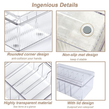 Transparent Dustproof Cosmetic Storage Box with Lid Makeup Organizer Case AU