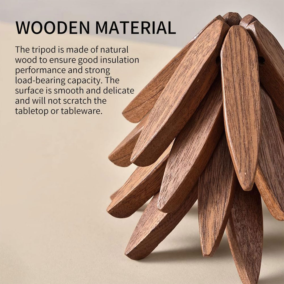 Solid Walnut Wood Christmas Tree Trivet Heat-Resistant Coaster Set