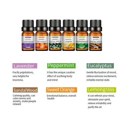 Essential Oil Set 6 Bottles Natural Aromatherapy Oils for Relax and Massage AU