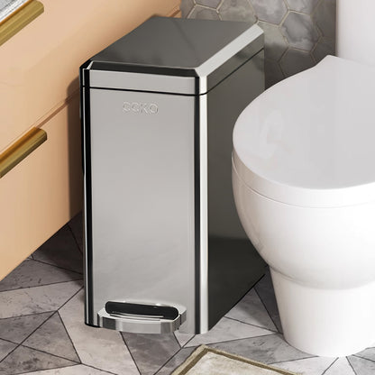 Kitchen Trash Can 9L Household Pedal Bin with Lid Large Capacity Waste Bucket