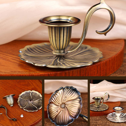Retro Handheld Candlestick Holder European Style Metal Candle Stand