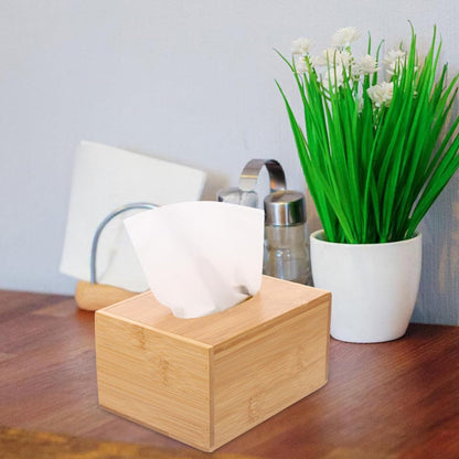 Bamboo Tissue Box Holder Wooden Cover Dispenser for Home and Office