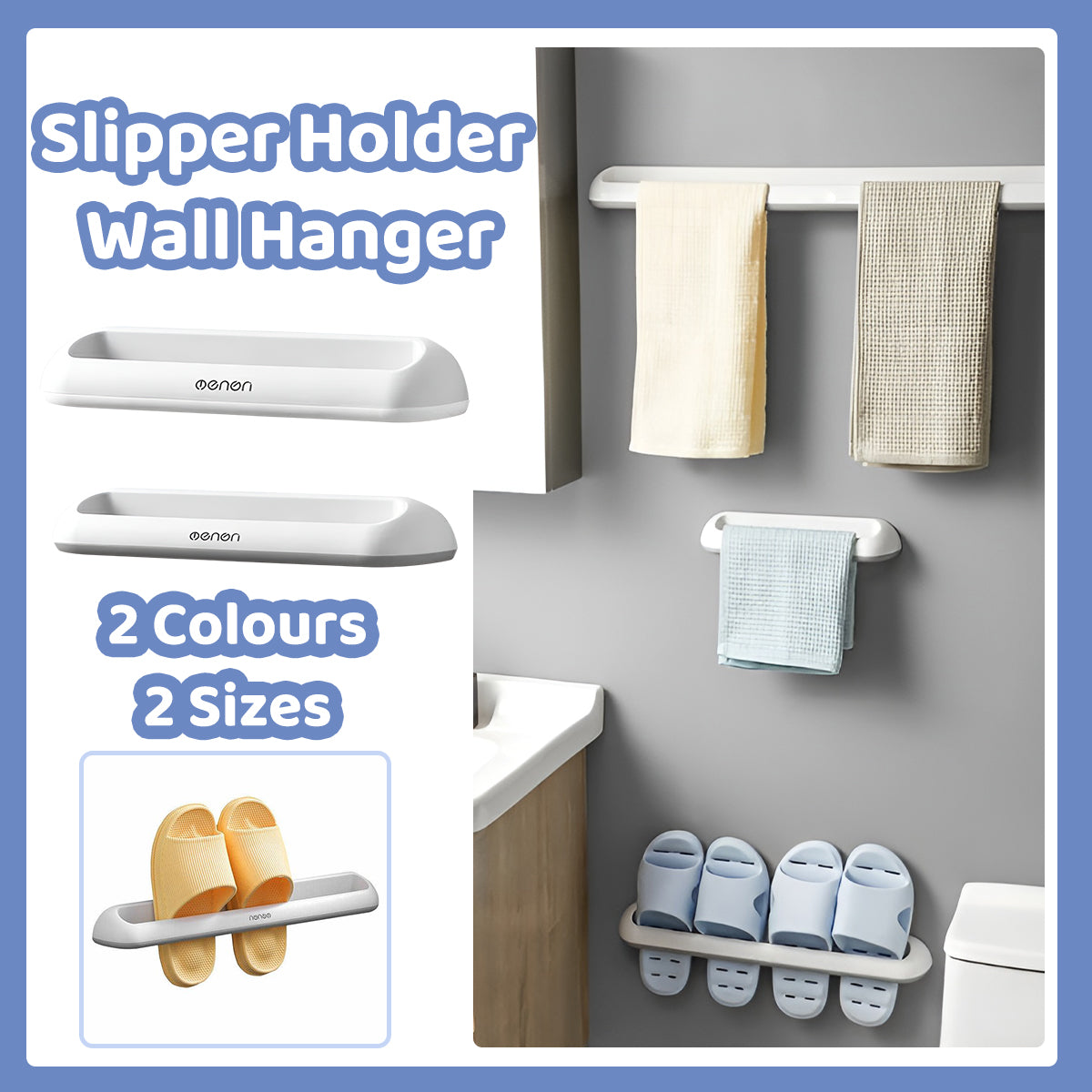 Wall-Mounted Bathroom Slipper Rack in 4 Options – Product View 14