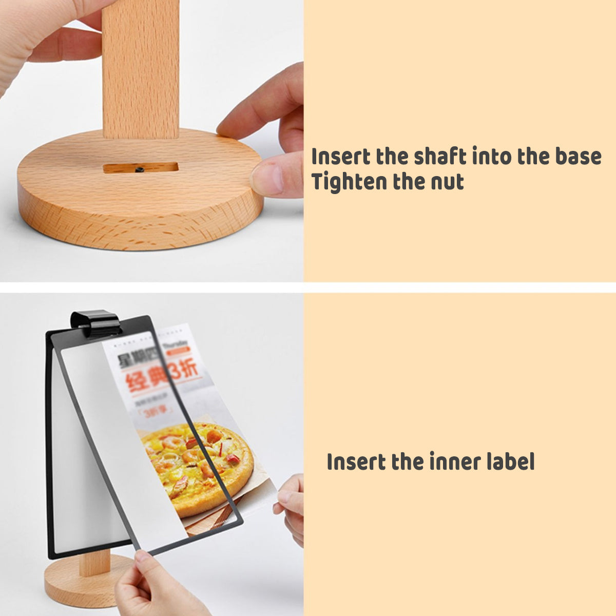 Wooden Tabletop Menu Holder Stand 20x10cm for Restaurant