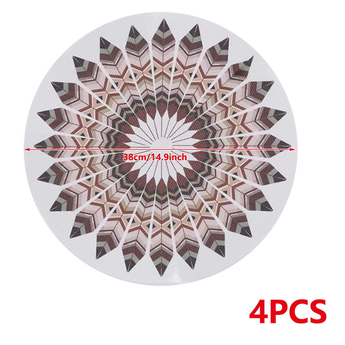 4PCS Bohemian Round Heat Resistant Dine Mat Anti Scalding Western Table Mat Set