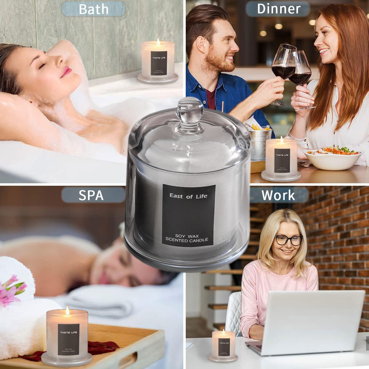 2Pcs Smokeless Glass Aromatherapy Candles Scented Gift Set for Relaxation AU