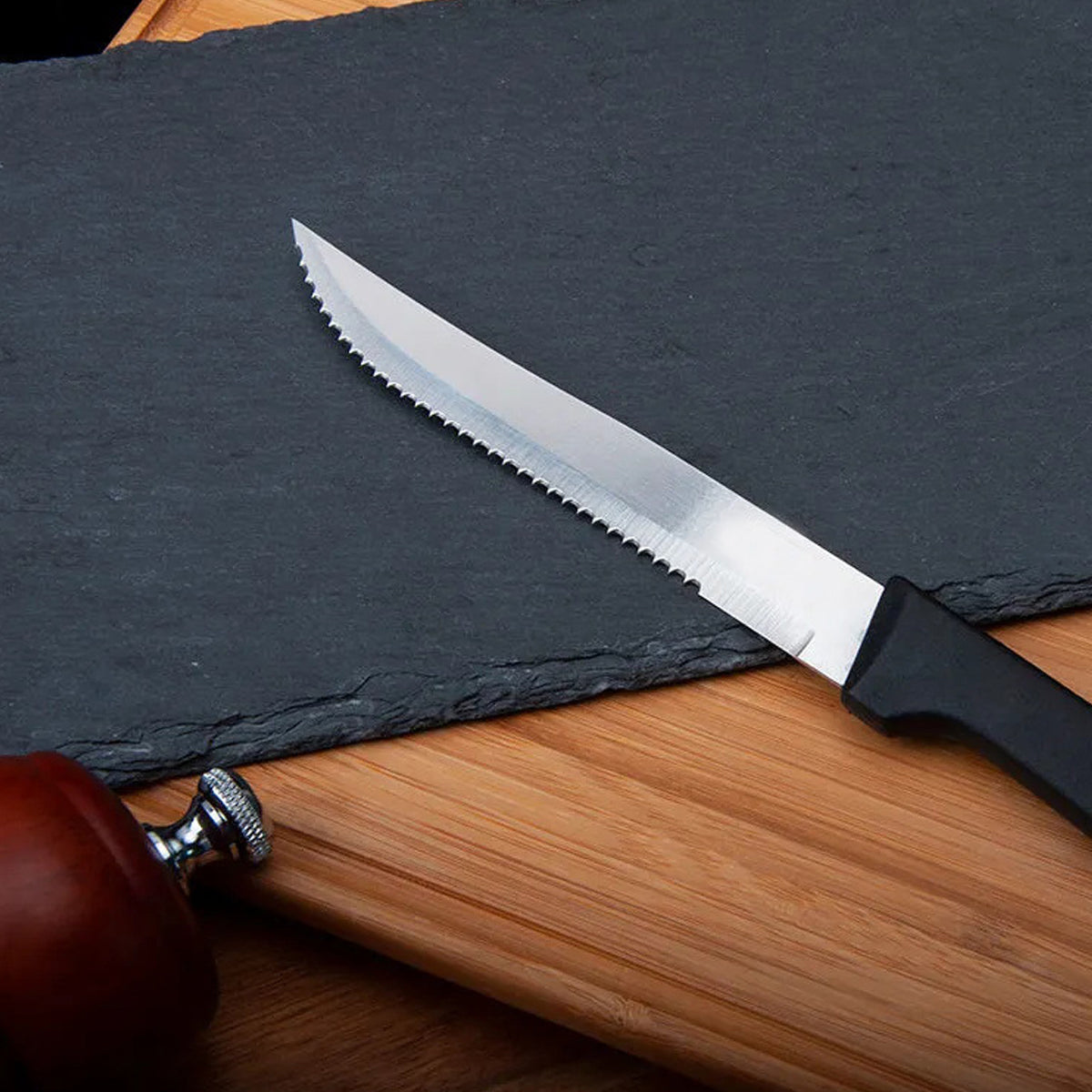 6pcs Stainless Steel Steak Knife Set With Black Handle for Kitchen Dining