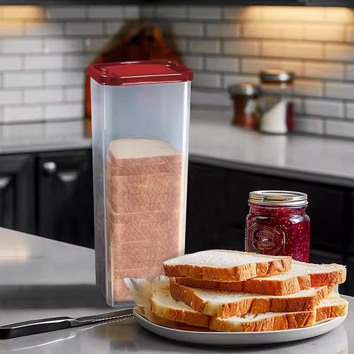 Bread Keeper Loaf Storage Container Vertical Bread Box Bin with Sealed Lid