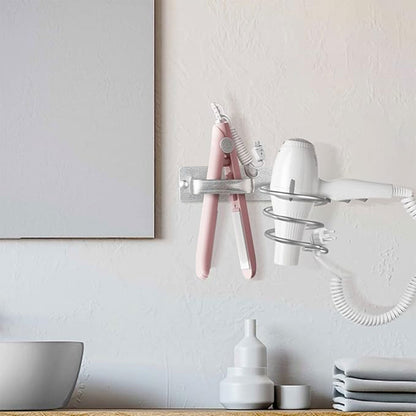 Wall Mounted Hair Dryer Holder Bathroom Storage Rack Curling Iron Organizer AU