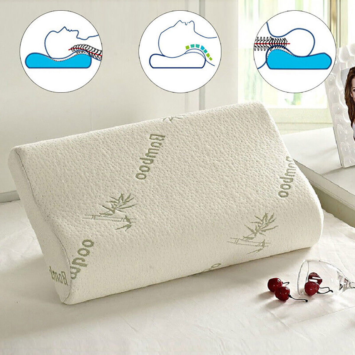 1/2PCS Memory Foam Neck Pillow Wavy Contour Slow Rebound Health Care Pillow AU