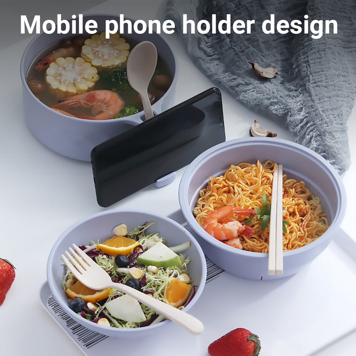 Ramen Bowl Set Microwave Cooker Instant Noodles With Chopsticks 6 PCS