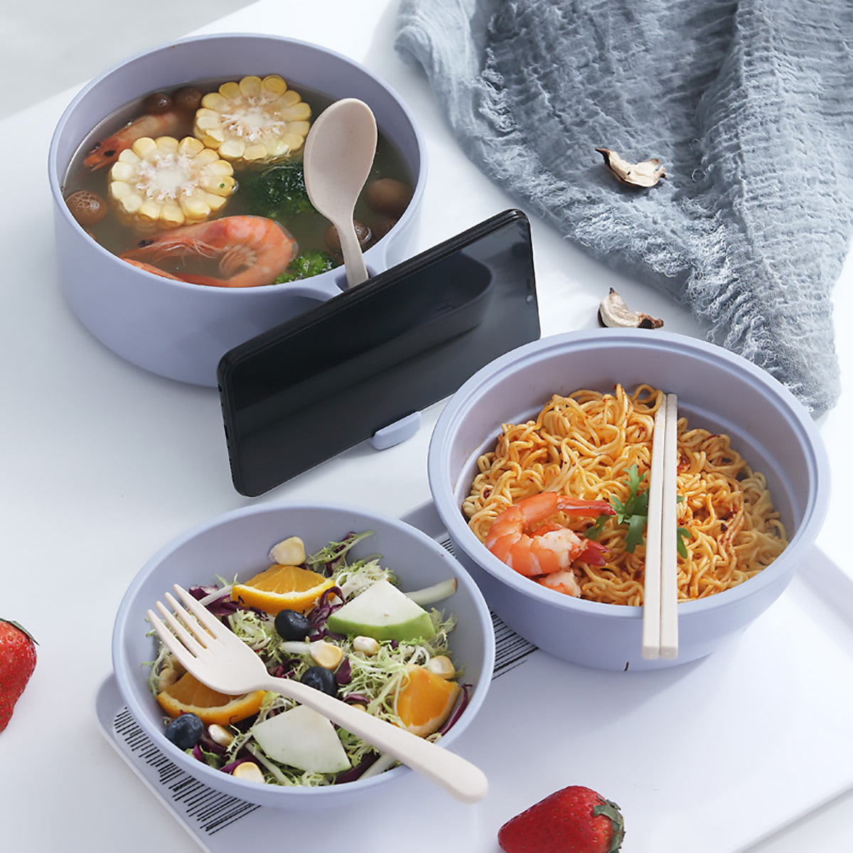 Ramen Bowl Set Microwave Cooker Instant Noodles With Chopsticks 6 PCS